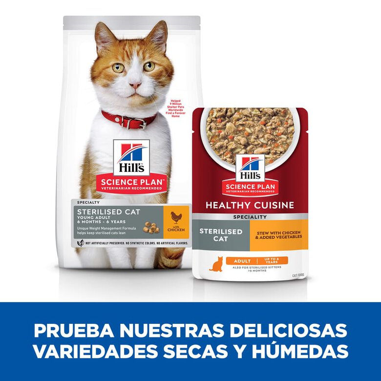 Hill's Adult Science Plan Healthy Cuisine Sterilised Guisado de Frango e Vegetais saqueta para gatos, , large image number null